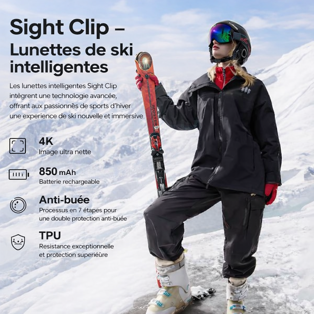Lunettes de ski 4K UHD avec caméra intégrée